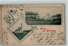 W8157 Schönegg 20940 Kirche, Dorfpartie AK Pernat 1904 Gebrauchsspuren