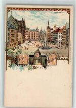 W8000 München Marienplatz Münchner Kindl Münchner Kindl Lithographie