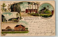 01619 O8401 Zeithain 1900 Lithographie Truppen-Übungsplatz Friedrich August-Allee Barackenstraße Beobachungsstand Kaiser-Wilhelm-Allee Eingang ins Lager Königl.-Garnison-Verwaltung