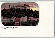 07973 O6600 Greiz Lithographie Oberes Schloss