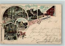 23611 W2407 Bad Schwartau 1899 Lithographie Wandelhalle zu Schwartau Pariener Berg Geertz Hotel Bahnhof Wilhelmsquelle Mehrfachaufnahme