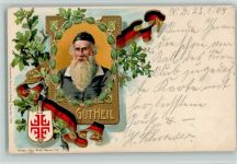 Gut Heil - schwarz-rot-gold , Eichenlaub AK Turnvater Jahn 1905 Lithographie / Prägedruck
