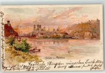 W8390 Passau Lithographie Gruss aus AK Compton, T. 1902 Gebrauchsspuren