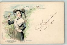 Künstlerkarte Schwarzwaldtracht AK Elchlepp 1900 Gebrauchsspuren