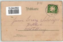 85368 W8052 Moosburg a d Isar 1899 Gebrauchsspuren Isar Floß Seerosen Neujahreskarte Lithographie