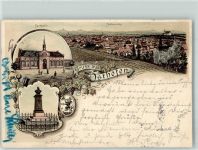 67574 W6522 Osthofen , Rheinhess 1896 Gebrauchsspuren Turnhalle Denkmal Lithographie