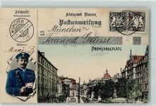 W8000 München AK mit Postanweisung Grüße durchbrochene Papierwand AK Postbote 1906