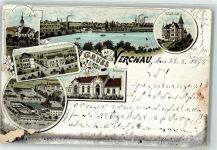 04685 O7246 Nerchau 1898 Gebrauchsspuren Villa Hessel Beamtenschule Schützenhaus Kirche Lithographie