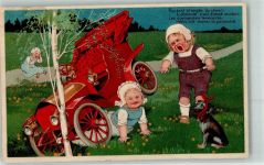 Karambolage Kinder Hund Verlag PFB Serie 7318 Auto Humor 1907 Prägedruck