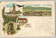 06536 O4710 Roßla 1900 Gebrauchsspuren Lithographie Kaiser Wilhelm Denkmal Kyffhäuser Hotel Reiterstandbild