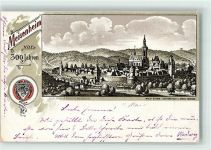 55590 W6554 Meisenheim , Glan 1899 Gebrauchsspuren Meisenheim vor 300 Jahren nach Math. Merian Kupferstich # beschnitten