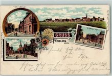 21729 W2163 Freiburg (Elbe) 1898 Lithographie Hotel v. Bargen Hauptstraße Kehdinger Hof