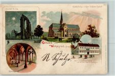 37445 W3425 Walkenried Lithographie Kloster-Ruine Kreuzgang Klosterkirche in ihrer früheren Gestalt Hotel Zum goldenen Löwen Bundes-Hotel für Radfahrer