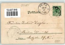 03185 O7520 Peitz 1897 Lithographie Kriegerdenkmal Bahnhof Rathaus Kirche Verlag Ottmar Zieher-München