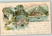 6600 Reutte 1900 Lithographie Stuibenfall Schloss Linderhof Gasthaus u. Pension Seespitze am Plansee