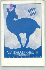 83700 W8185 Kreuth b Tegernsee Gebrauchsspuren Gams Wappen sign. Künstlerkarte
