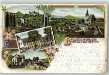 01773 O8242 Bärenstein , Osterzgeb 1900 Lithographie Bahnpost Geising Mügeln Zug 2859 9.6.00 Schloss Gasthaus Bahnhof