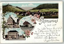 72555 W7430 Metzingen , Württ 1900 Lithographie Rathaus Bahnhof Hotel Sprandel