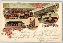 Subotica Szabadka 1899 Lithographie Kirche mit zwei Türmen Ottmar Zieher