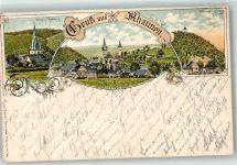 55624 W6572 Rhaunen , Hunsrück 1897 Lithographie Kirche Wartenberg
