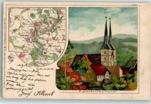 04668 O7240 Grimma 1900 Künstlerkarte Landkarte Frauenkirche Pavillion