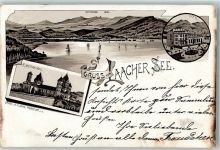 56653 W5471 Maria Laach , Eifel 1897 Lithographie Vorläufer Laacher See Hotel Klosterkirche