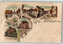 34582 W3587 Borken Hessen Lithographie Neustadt Todenstraße Post Bahnhof