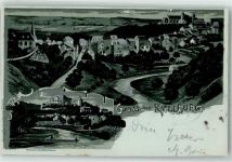 54655 W5524 Kyllburg 1899 Lithographie / Mondschein Schloss Mallberg