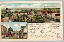 24392 W2347 Süderbrarup Lithographie Bahnhof Windrad Dorfstraße Fuhrwerk