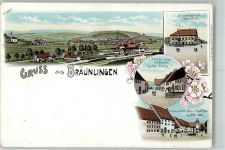 78199 W7715 Bräunlingen Lithographie Stadtspital Kriegerdenkmal Gasthaus Rössle Am Stadttor Gasthaus Adler