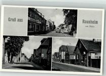 65479 W6096 Raunheim Foto AK Dorfstraße Gasthaus Omnibus Geschäft Emailleschilder