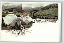 6580 St. Anton am Arlberg Gebrauchsspuren St. Christof Konstanzerhütte Patteriol Spitze Lithographie
