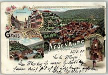 75305 W7540 Neuenbürg , Württ 1900 Lithographie Hauptstraße Schlosstor