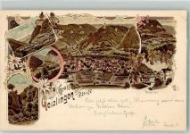 73312 W7340 Geislingen an der Steige 1897 Lithographie Felsental Alb-Übergang Rogensteig Wasserfall Eybach Verlag Ottmar Zieher-München