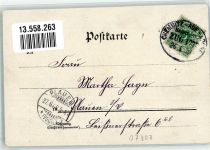 07907 O6550 Schleiz 1900 Lithographie Bahnpost Chemnitz Aue Zug 1772 26.6.00 Bergkirche Kaiser Wilhelm Denkmal