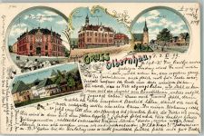 09526 O9330 Olbernhau 1899 Lithographie Kgl. Amtsgericht Kaiserl. Postamt Marktplatz Schwefelbad Grüntal