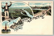 Litomerice Leitmeritz Lithographie Kriegerdenkmal Ringplatz Wanderer