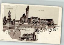 St. Louis Lithographie Denkmal Humboldt Bahnhof Rathaus