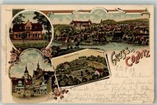 04680 O7241 Colditz 1898 Lithographie Luisa-Heim Marktplatz Schlobach's Berg
