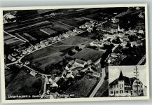 86697 W8859 Unterhausen , Donau - Fliegeraufnahme Gasthaus zur Linde Maibaum