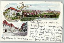 97215 W8704 Uffenheim 1898 Gebrauchsspuren Lithographie Schloss Marktplatz