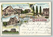 61169 W6360 Dorheim , Wetterau 1904 BOAKC Gasthaus Zur Eisenbahn Wilhelm Holler Histor. Pappeln Postagentur Bahnhof Lithographie