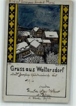 02779 O8813 Waltersdorf b Zittau 1916 BOAKC Handgemalte Künstlerkarte Schulgasse Schule Pfarrei von Gust. Schiffner