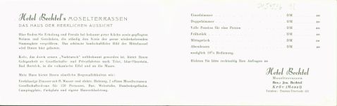 54536 W5563 Kröv KEINE AK Hotel Bechtel Innen-und Aussenansicht Klappkarte