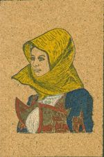 Tracht aus Sardinien Korkkarte AK aus Kork