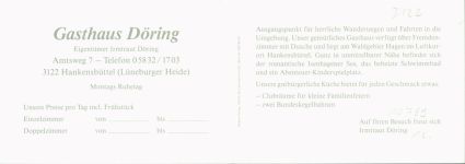 29386 W3122 Hankensbüttel KEINE AK Gasthaus Döring Innen- und Aussenansicht Klappkarte
