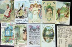 Lot mit 24 AK oft Glückwunsch ca. 1900-1920 Prägedruck Reliefdruck Posten 21 bis 100 AK