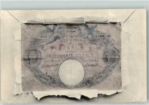 Durchbrochene Papierwand Cinquante Francs AK Geldschein auf AK 1900