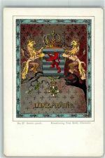 Wappen Krone Löwe Gold Rot Motiv Luxemburg Künstlerkarte