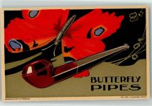 Butterfly Pipes Pfeifen Schmetterling Tabakwerbung Lithographie